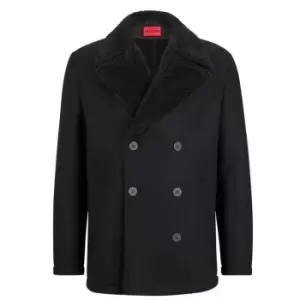 Image of Hugo Balno Overcoat - Black