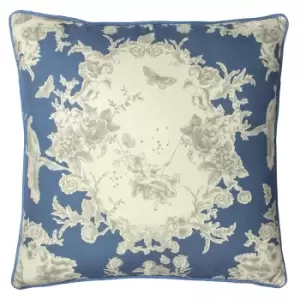 Image of Burford Floral Cushion Slate Blue, Slate Blue / 50 x 50cm / Polyester Filled