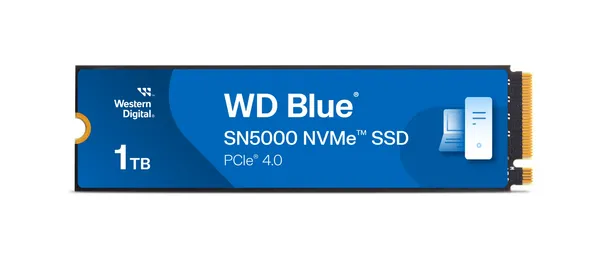 Image of WD Blue 1TB SN5000 M.2 2280 PCIe Gen 4 NVMe SSD - 5150MB/s Read, 4900MB/s Write - WDBS3F0010BNC-WRSN