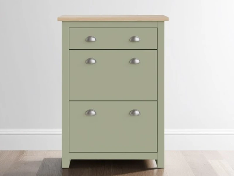 Image of GFW GFW Lancaster Shoe Storage Cabinet - Green & Oak