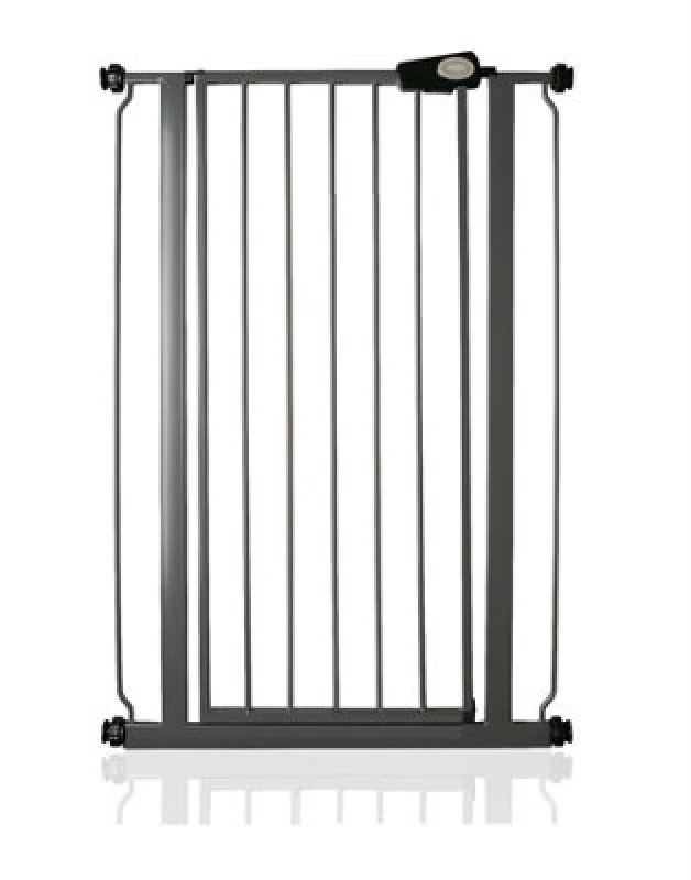 Image of Safetots Extra Tall Narrow Metal Safety Gate Pressure Fit, 68.5Cm - 75Cm, Slate Grey, 104Cm In Height, Extra Tall Baby Gate