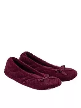 Image of TOTES Popcorn Ballet Slipper with Bow - Burgundy, Size 7-8, Women