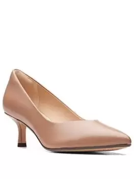 Image of Clarks Violet55 Court Shoes - Praline Leather, Brown, Size 8, Women