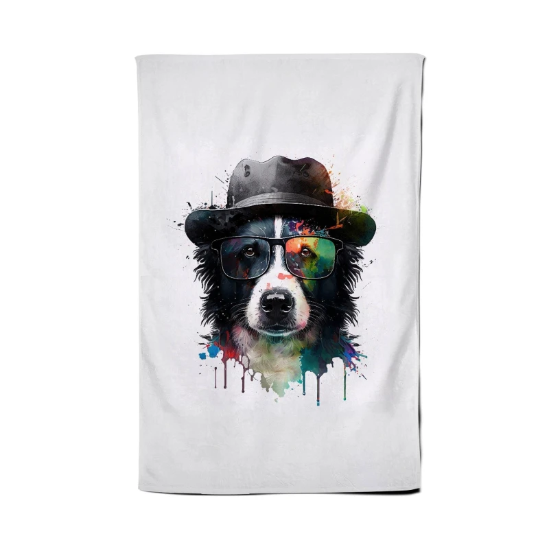 Image of Warren Reed - Designer Border Collie Dog Splashart Tea Towel Multicolor Unisex
