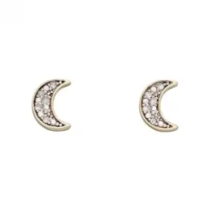 Image of Moon Diamond Yellow Gold Stud Earrings GE2311