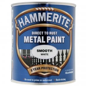 Image of Hammerite Direct to Rust Metal Paint Smooth White 750ml