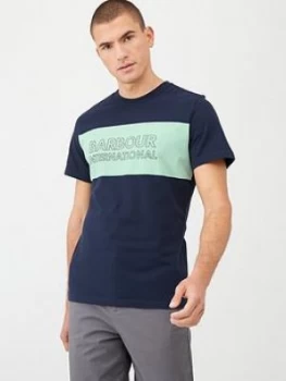 Image of Barbour International Panel Logo T-Shirt - Navy