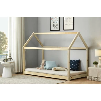 Image of Birlea - Childrens House Frame Low Lying 3ft Single 90cm Bed - Solid Pine