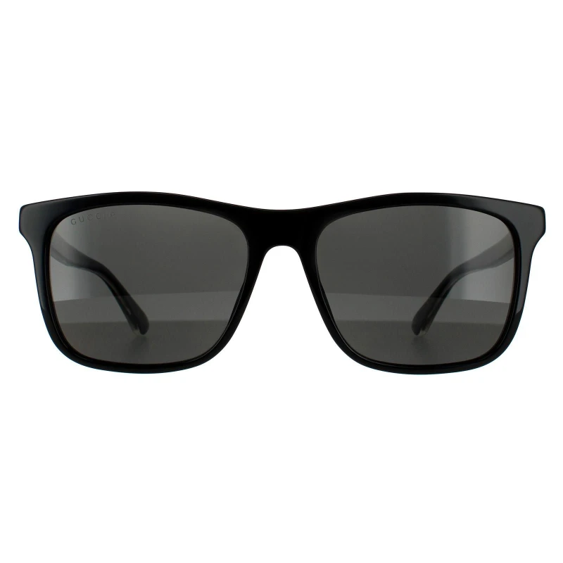 Image of Gucci Rectangle Black Grey Polarized Sunglasses Black