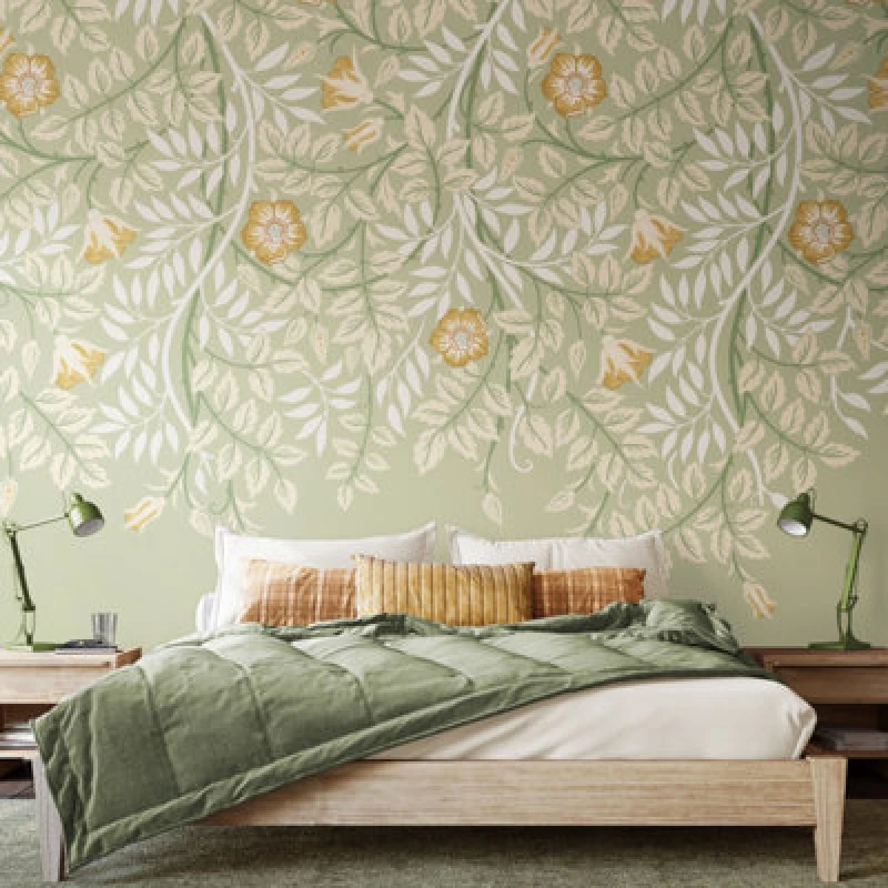 Image of Origin Murals Cascading Rosehip - Sage Green Matt Smooth Paste The Wall Mural 350Cm Wide X 280Cm High