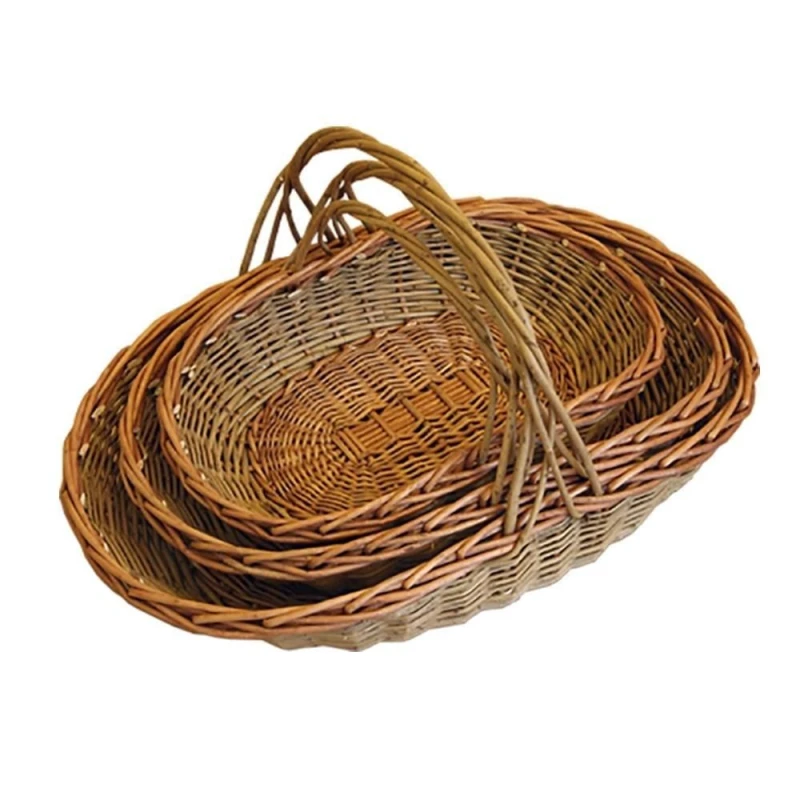 Image of Red Hamper Wicker Set of 3 Wisley Garden Trugs in Brown Brown Unisex