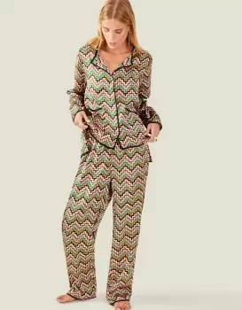 Image of Accessorize Womens Firenzo Zig Zag Stripe Pyjama Set Multi, Size: M