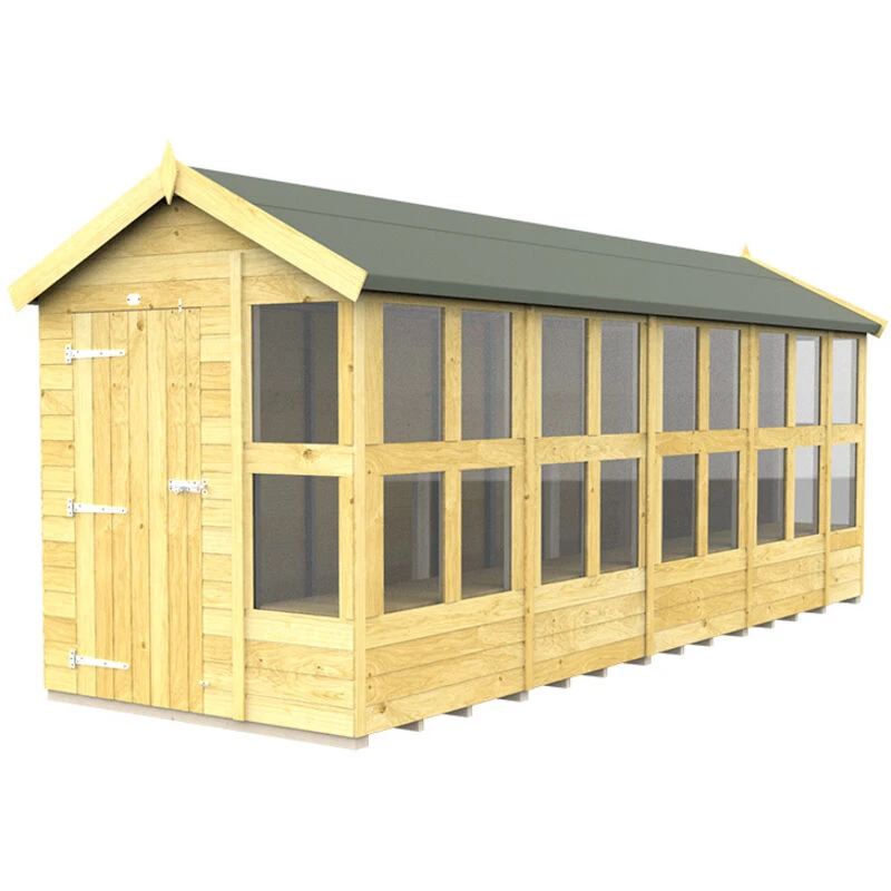 Image of Flat Pack Sheds DIY Sheds 6 x 18 Apex Potting Shed, Brown 6X18APSFF
