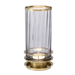 Image of Arno Table Lamp Metalwork Aged Brass, Smoked Glass