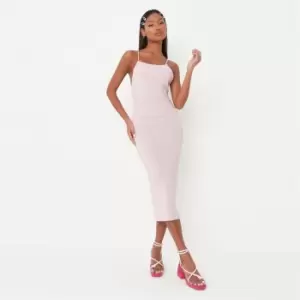 Image of Missguided Pearl Strap Midaxi Dress - Pink