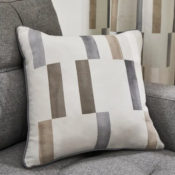 Image of Fusion Oakland Cotton Cushion Beige/Grey
