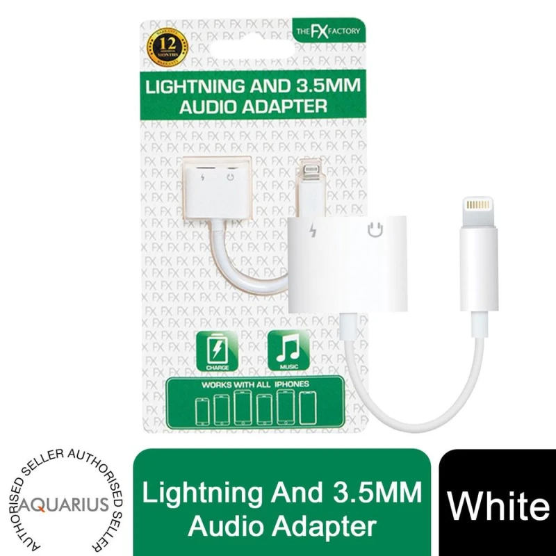 Image of Aquarius The FX Factory Lightning & 3.5mm Audio Adapter, White