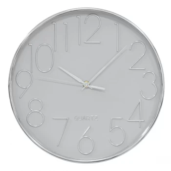 Image of HOMETIME Silver & Cool Grey Wall Clock with 3D Dial - 30cm