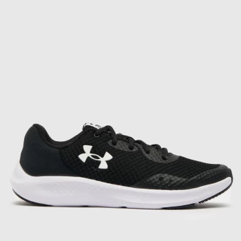 Image of Under Armour Black & White Charged Pursuit 3 Youth Trainers