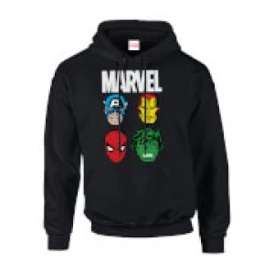 Image of Marvel Comics Main Character Faces Mens Black Pullover Hoodie - M - Black