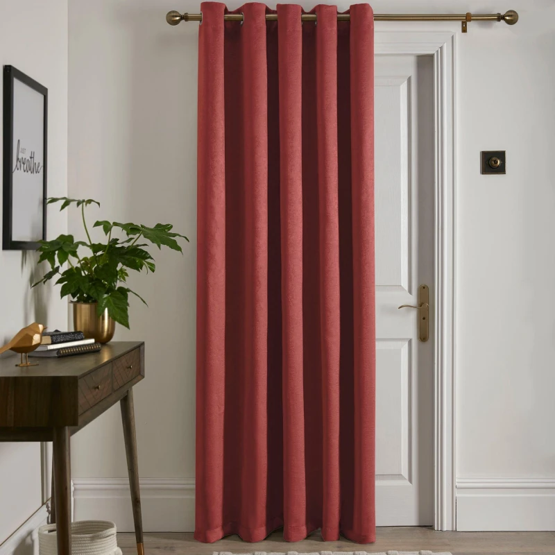 Image of Fusion Strata Single Panel Eyelet Door Curtain Terracotta Eyelet Curtains 66x84in Brown 70614505002