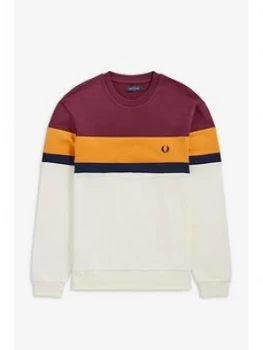 Image of Fred Perry Colourblock Sweatshirt, Mahogany Size M Men