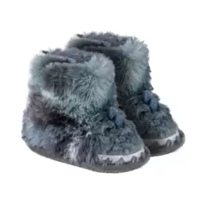 Image of totes Grey Dino Kid's Bootie Slippers Grey