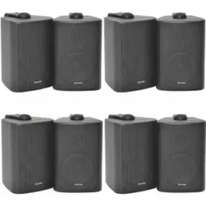 Image of 8x 70W 2 Way Black Wall Mounted Stereo Speakers 4 8Ohm Compact Background Music