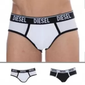 Image of Diesel 2-Pack Contrast Cotton Briefs - Black - White S