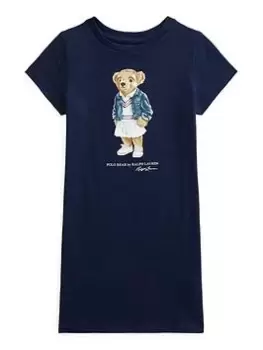 Image of Ralph Lauren Girls Bear Dress - Navy, Size 4 Years, Women