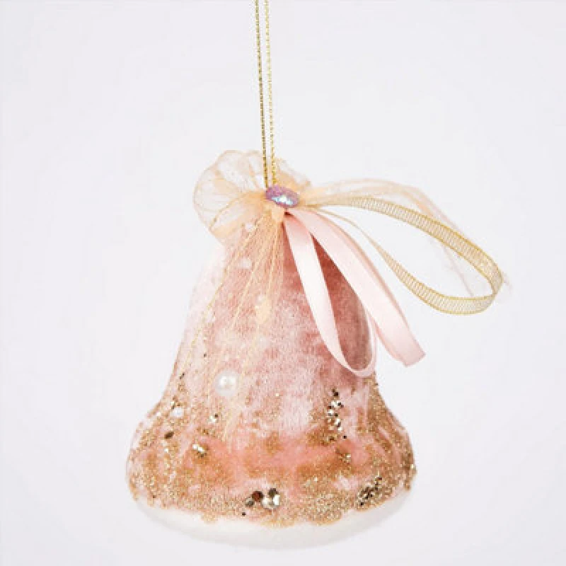 Image of Shatchi Bell Pink 8x10cm - Christmas Hanging Decoration Pink