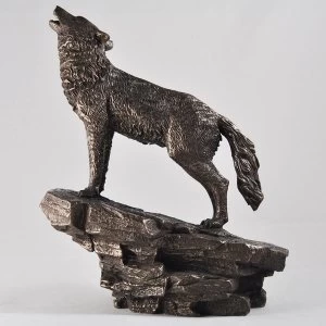 Image of Howling Wolf Cold Cast Bronze Sculpture