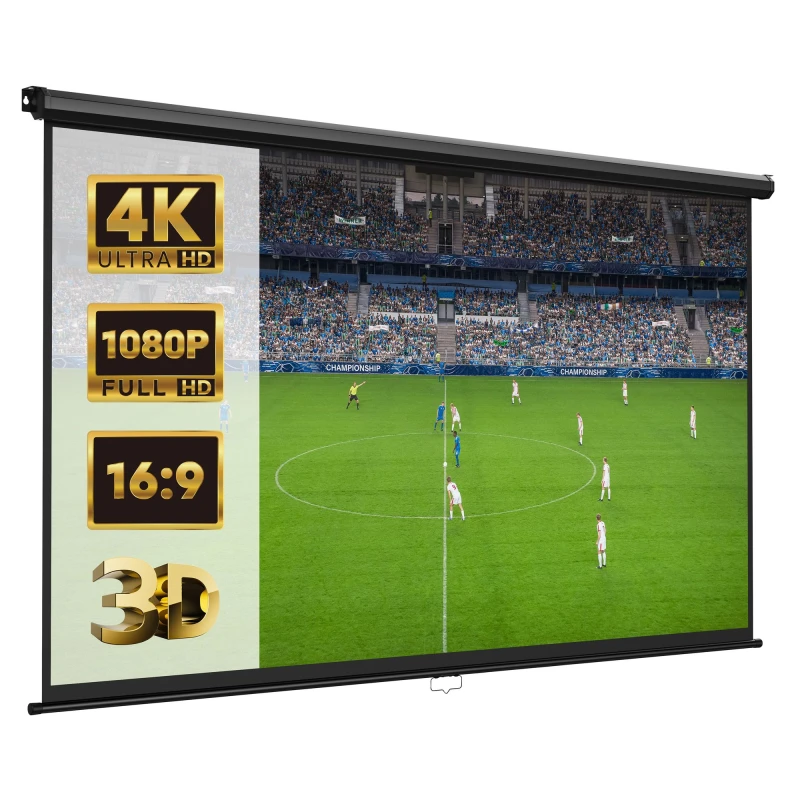 Image of VonHaus 90" Wall and Ceiling Mountable Pull Down Projection Screen White unisex