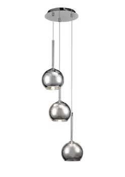 Image of Regina Ceiling Cluster Pendant 3 Light Cluster G9 Polished Chrome, Chrome Plated Glass