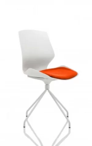 Image of Florence Spindle White Frame Visitor Chair in Tabasco Red