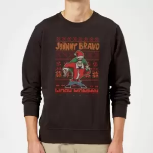 Image of Johnny Bravo Johnny Bravo Pattern Christmas Jumper - Black - M