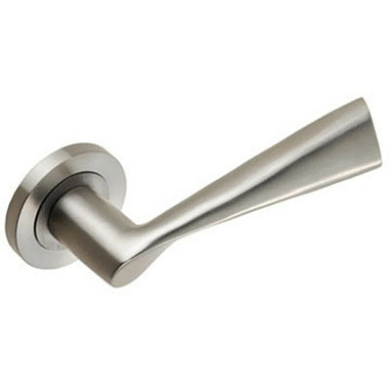 Image of Loops PAIR Angular Design Handle on Round Rose Concealed Fix Satin Stainless Steel Metallics