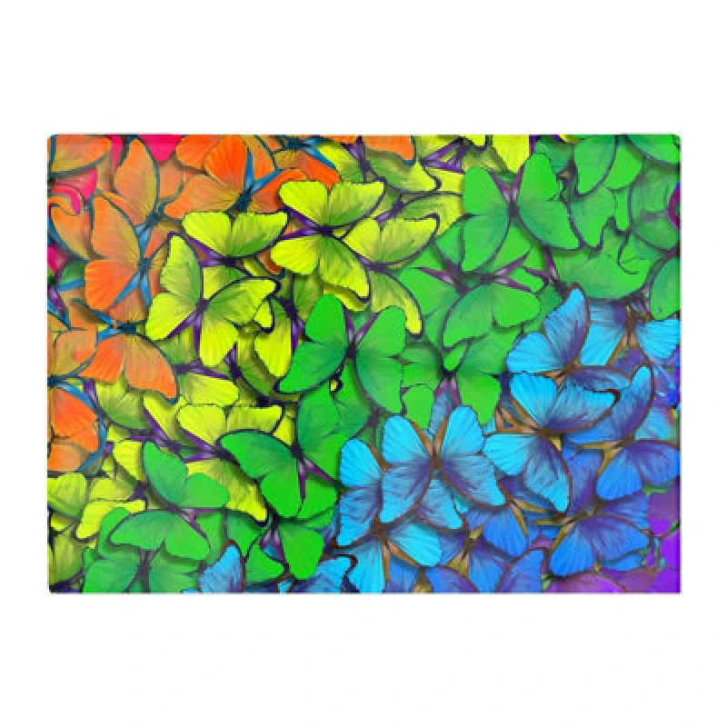 Image of Warren Reed Designer Multicoloured Butterflies Glass Chopping Board