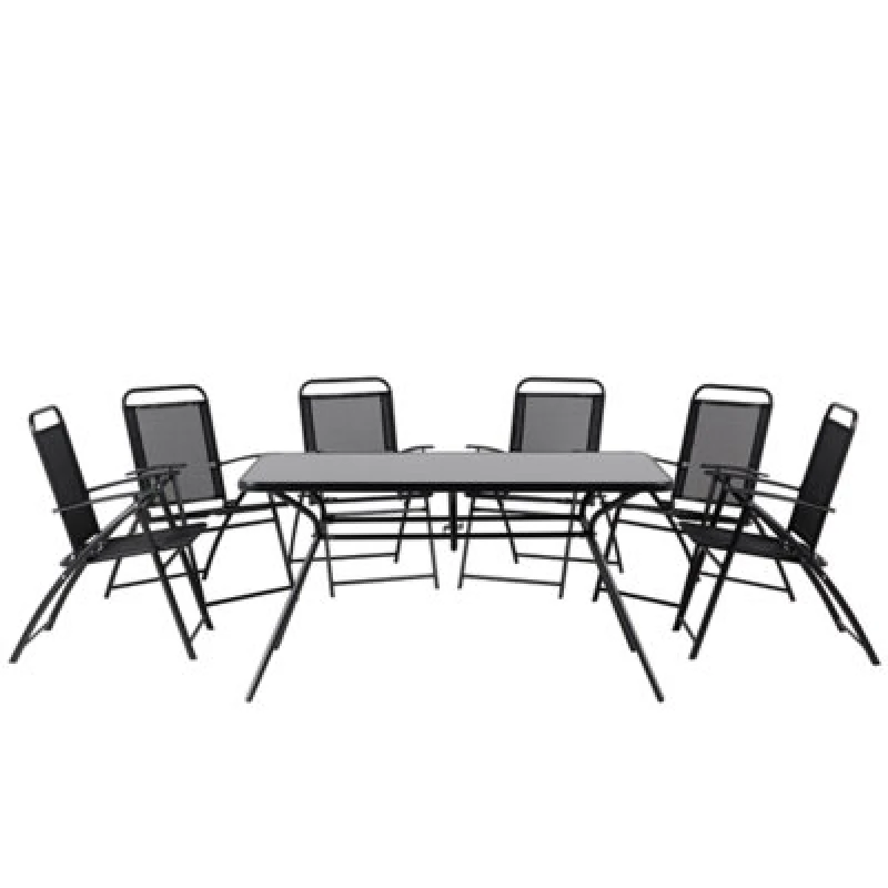 Image of Beliani Garden Dining Set 6 Seater Livo Metal Black