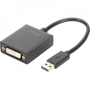 Image of Digitus DA-70842 DVI / USB 3.2 Gen 1 (USB 3.0) Adapter [1x USB 3.2 1st Gen connector A (USB 3.0) - 1x DVI socket 29-pin] Black Shielded 15.00 cm