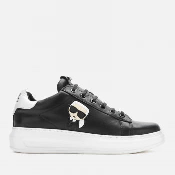 Image of KARL LAGERFELD Mens Kapri Karl Ikonic 3D Lace Leather Trainers - Black - UK 10