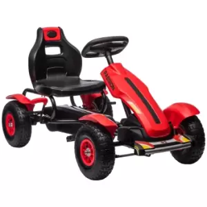 Image of HOMCOM Children Pedal Go Kart, Kids Ride On Racer with Adjustable Seat, Inflatable Rubber Tyres, Handbrake, for Ages 5-12 Years - Red