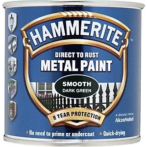 Image of Hammerite Metal Paint Smooth Dark Green 250ml