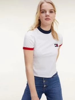 Image of Tommy Jeans Badge Ringer Tee - White