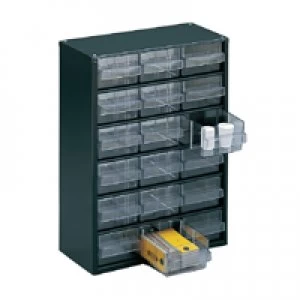 Image of Slingsby Clear 18 Drawer System Dark Grey Storage Cabinet 324117
