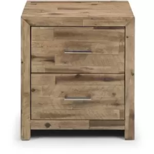 Image of Solid Acacia Wood 2 Drawer Bedside Table Nightstand Cabinet - Myrtie
