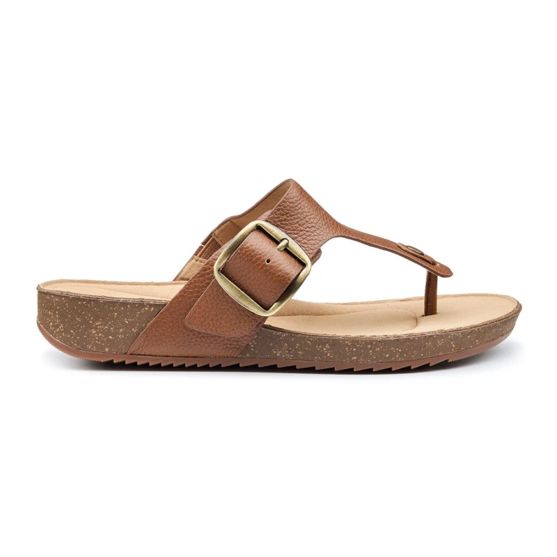 Image of Hotter Womens Wide Fit 'Resort' Toe-Post Sandals in Tan Size: 7 Tan Female 7