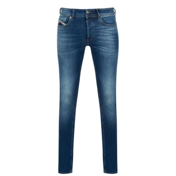 Image of Diesel Sleenker Stretch Skinny Jeans - Mid Blue 01