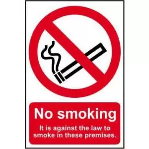 Image of Self-adhesive vinyl No Smoking Against the law sign 148 x 210mm. Easy