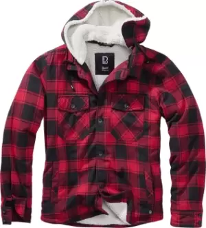 Image of Brandit Lumberjacket Hooded Between-seasons Jacket red black